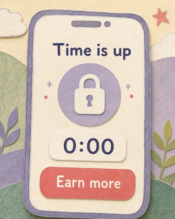 Cropped iPhone screen showing time is up and the timer at zero.